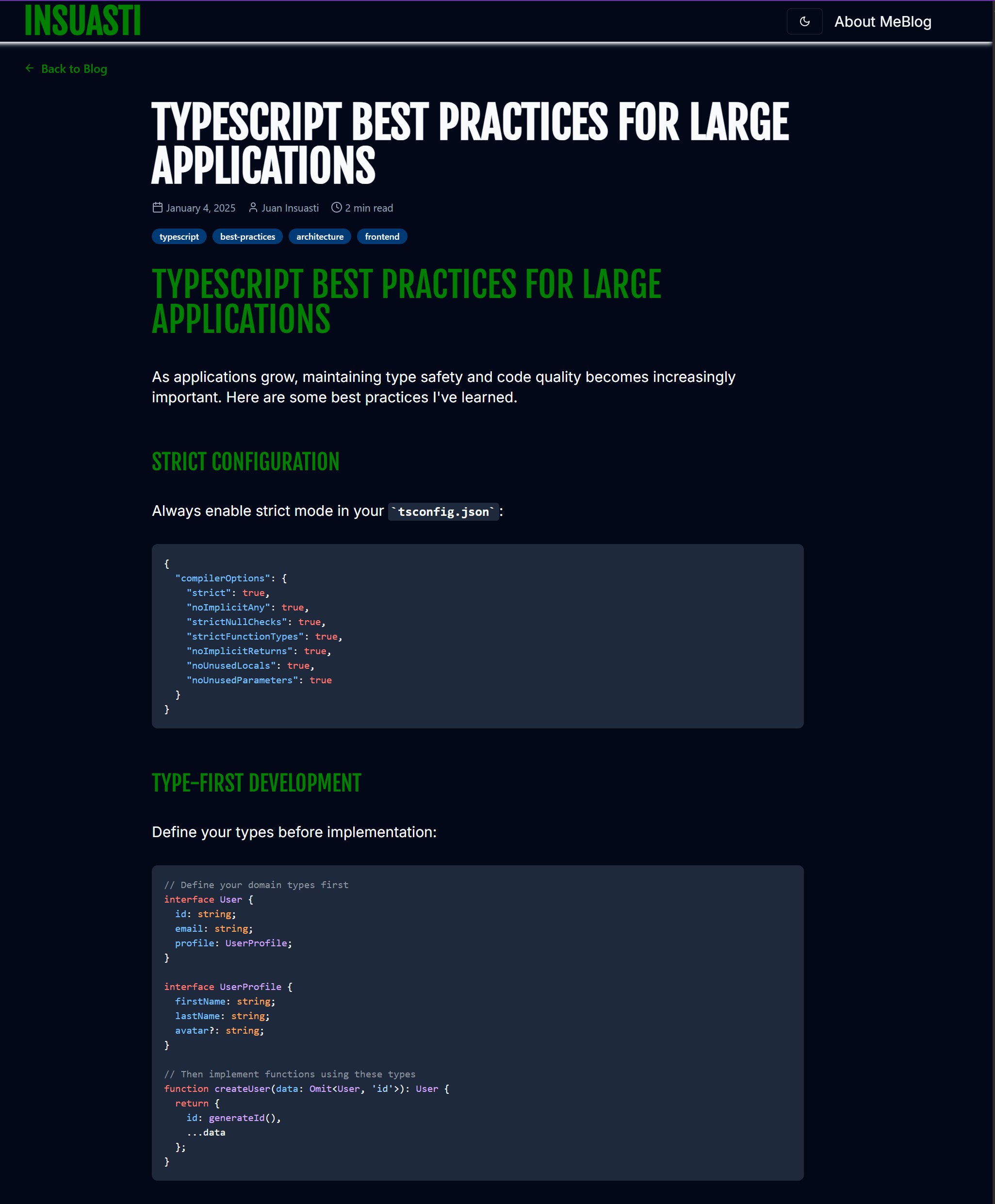 The blog page created by Copilot